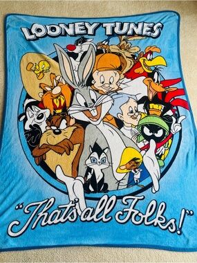 Looney Tunes "That's All Folks"  Fleece Throw Blanket/Size 50”x60”/Warner Bros.